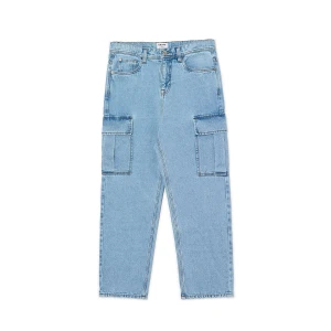 Cropp - Jasnoniebieskie jeansy loose cargo - niebieski