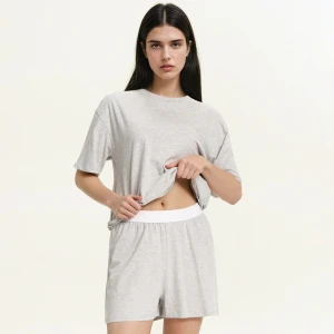 Cropp - Jasnoszara bawełniana piżama - jasny szary