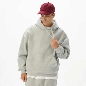Cropp - Jasnoszara bluza basic z kapturem - jasny szary