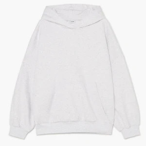 Cropp - Jasnoszara bluza basic z kapturem z dzianiny heavy weight - jasny szary