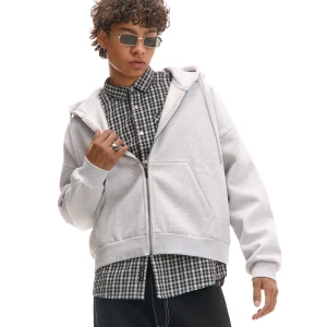 Cropp - Jasnoszara bluza boxy z kapturem - jasny szary