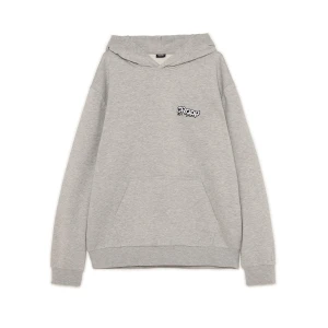 Cropp - Jasnoszara bluza hoodie z brandowym haftem - jasny szary
