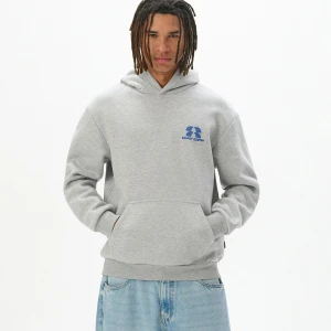 Cropp - Jasnoszara bluza hoodie z napisami - jasny szary