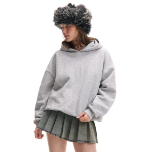 Cropp - Jasnoszara bluza z kapturem i napisem - jasny szary