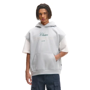 Cropp - Jasnoszara dresowa kamizelka z kapturem - jasny szary