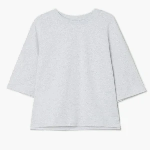 Cropp - Jasnoszara koszulka basic typu boxy - jasny szary
