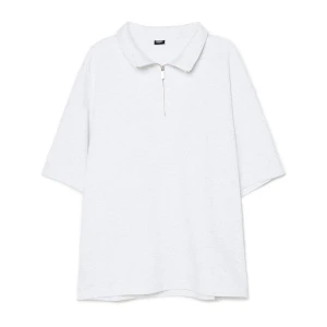 Cropp - Jasnoszara koszulka polo z zapięciem - jasny szary