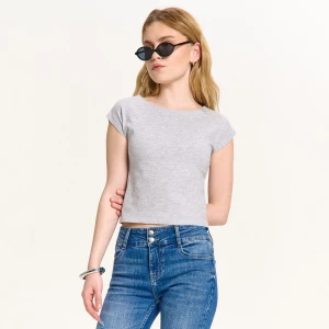 Cropp - Jasnoszara koszulka z modalem - jasny szary