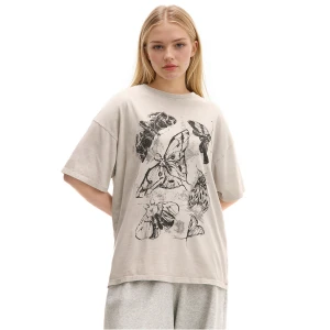 Cropp - Jasnoszara koszulka z motywem ćmy - jasny szary