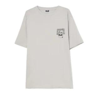 Cropp - Jasnoszara koszulka z motywem kaktusa - jasny szary