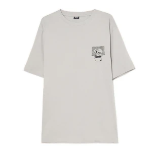 Cropp - Jasnoszara koszulka z motywem kaktusa - jasny szary