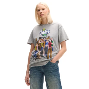 Cropp - Jasnoszara koszulka z postaciami The Sims - jasny szary