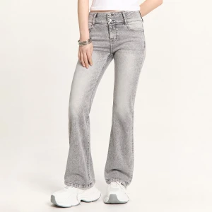 Cropp - Jasnoszare jeansy bootcut z efektem sprania - jasny szary