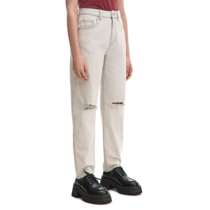 Cropp - Jasnoszare jeansy mom z efektem sprania - jasny szary
