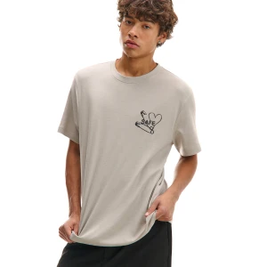 Cropp - Jasnoszary T-shirt z niewielkim nadrukiem - jasny szary