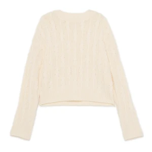 Cropp - Jasny sweter z warkoczowym splotem - biały
