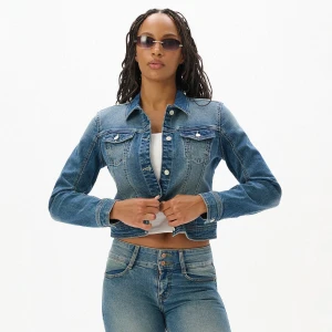 Cropp - Jeansowa kurtka w stylu vintage - granatowy