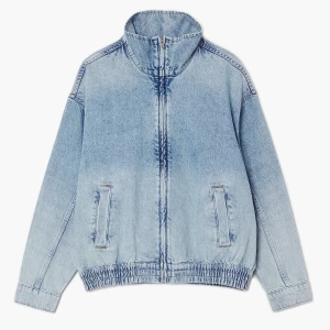 Cropp - Jeansowa kurtka z wysokim kołnierzem - niebieski