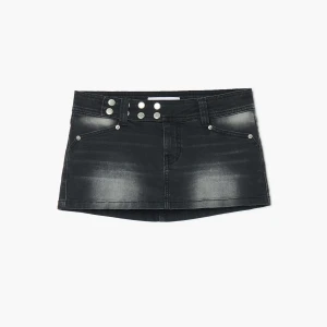 Cropp - Jeansowa spódnica mini w retro stylu - czarny