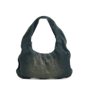 Cropp - Jeansowa torebka hobo w stylu vintage - niebieski