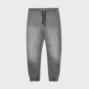 Cropp - Jeansowe joggery z efektem sprania - szary