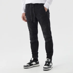 Cropp - Jeansowe joggery z przeszyciami - czarny