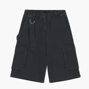 Cropp - Jeansowe szorty baggy z kieszeniami cargo - czarny