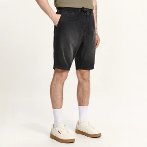 Cropp - Jeansowe szorty jogger z efektem sprania - czarny