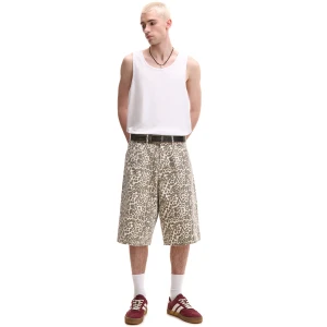 Cropp - Jeansowe szorty jorts w panterkę - beżowy