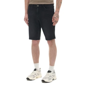 Cropp - Jeansowe szorty regular z efektem sprania - czarny