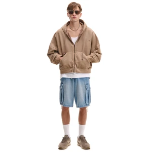 Cropp - Jeansowe szorty typu baggy jogger - niebieski