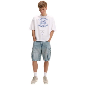 Cropp - Jeansowe szorty z kieszeniami cargo - niebieski