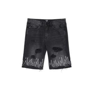 Cropp - Jeansowe szorty z ozdobnymi efektami - czarny