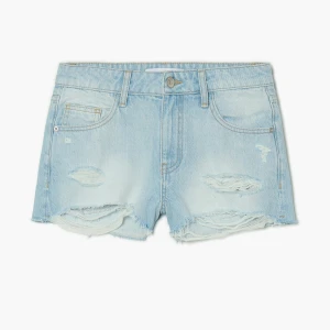 Cropp - Jeansowe szorty z postrzępioną nogawką - niebieski