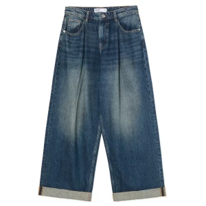 Cropp - Jeansy baggy oversize z podwinięciem - niebieski