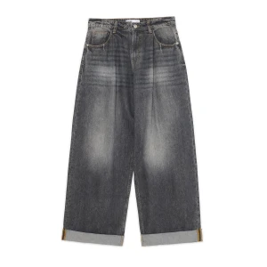 Cropp - Jeansy baggy oversize z podwinięciem - szary