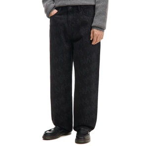 Cropp - Jeansy baggy z efektem sprania i napisami - czarny
