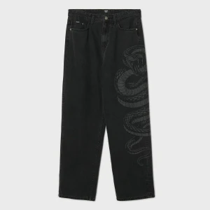 Cropp - Jeansy baggy z motywem węża - czarny