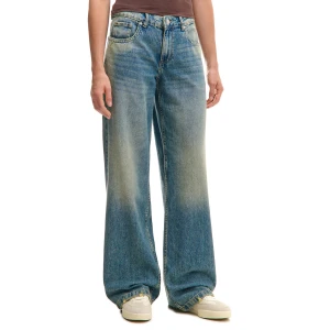 Cropp - Jeansy baggy z niskim stanem - niebieski