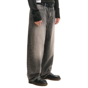 Cropp - Jeansy balloon barrel z efektem sprania - szary