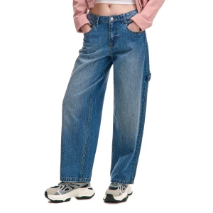 Cropp - Jeansy balloon fit baggy z acid wash - niebieski