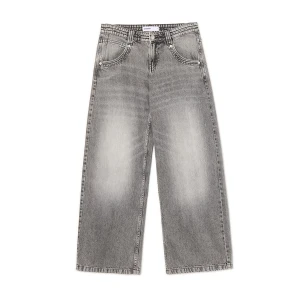 Cropp - Jeansy barrel fit z efektem sprania - szary