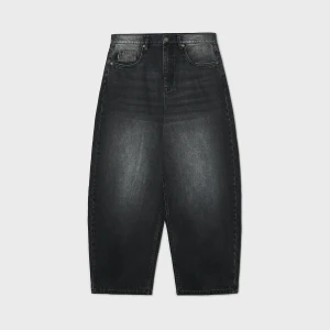 Cropp - Jeansy barrel leg z efektem sprania - szary