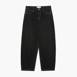 Cropp - Jeansy barrel z efektem sprania - czarny
