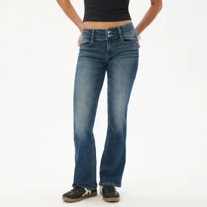 Cropp - Jeansy bootcut z efektem sprania - granatowy