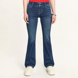 Cropp - Jeansy bootcut z efektem sprania TALL - granatowy