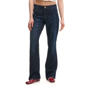 Cropp - Jeansy flare w stylu vintage - granatowy