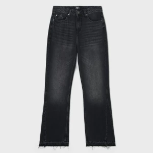 Cropp - Jeansy flare w stylu vintage - szary