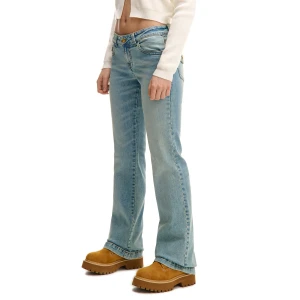 Cropp - Jeansy flare z kieszeniami na guziki - niebieski