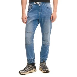 Cropp - Jeansy jogger z ozdobnymi sznurkami - niebieski